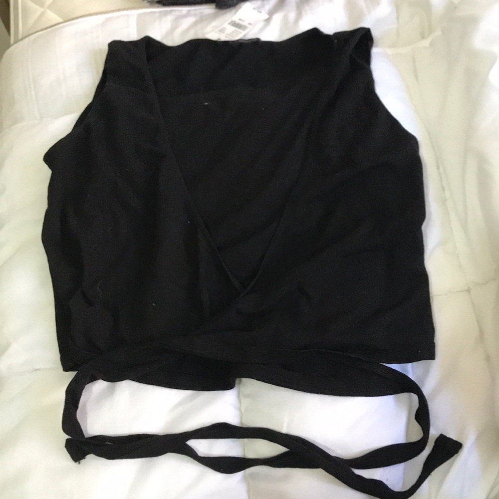 Brandy Melville Black Wrap Top